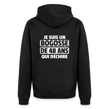 bogosse de 48 ans / cadeau homme de 48 ans - Veste à capuche bio Premium Unisexe - noir - Dos - Nico (187cm)
