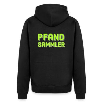 Pfandsammler - Unisex Premium Bio Zip Hoodie - Schwarz - Hinten - Nico (187cm)