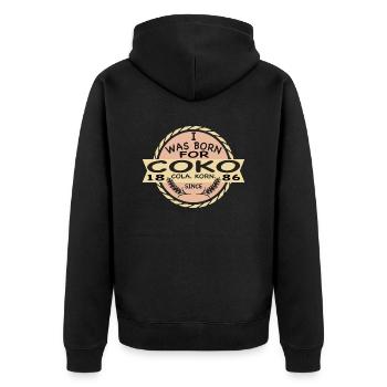 Born For Korn Dorfkind Spruch Landwirt - Unisex Premium Bio Zip Hoodie - Schwarz - Hinten - Nico (187cm)