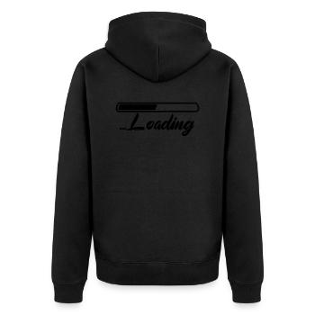 loading - Unisex Premium Bio Zip Hoodie - Schwarz - Hinten - Nico (187cm)