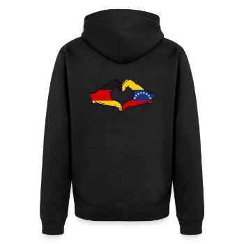 Germany Venezuela Flag Hands Heart Shape - Unisex Premium Organic Zip Hoodie - black - Back - Nico (187cm)
