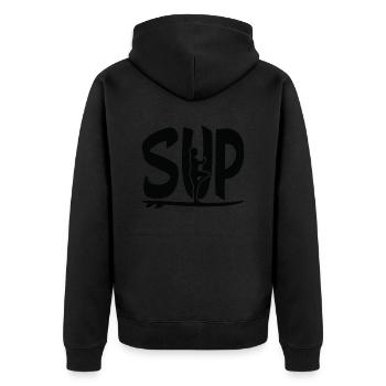 Yoga Meditation Spa Namaste Sup - Unisex Premium Organic Zip Hoodie - black - Back - Nico (187cm)