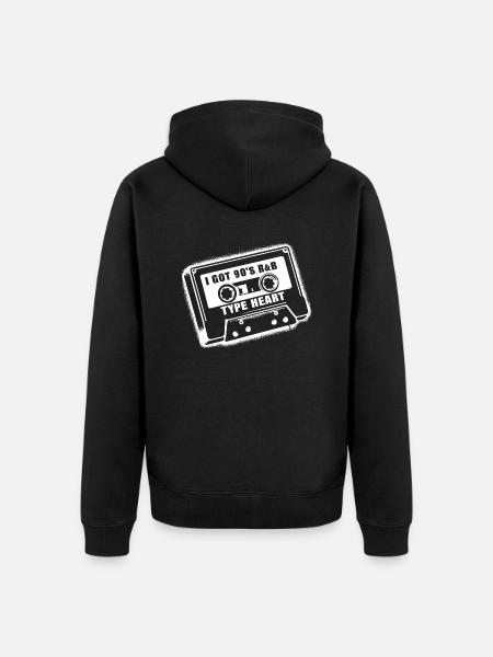 90s R&B Love – Hart op de Beat - Uniseks Premium bio ziphoodie - zwart