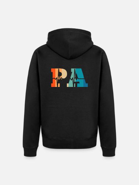 Heartbeat retro physician assistant - Unisex Premium Organic Zip Hoodie - black
