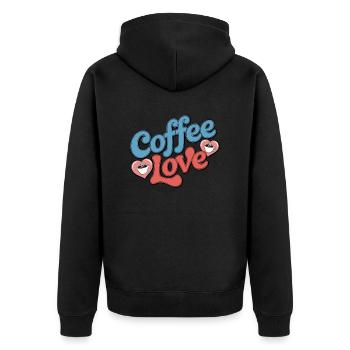 Coffee Love - Unisex Premium Organic Zip Hoodie - black - Back - Nico (187cm)