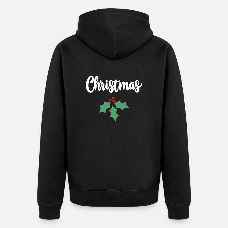 Weihnachts-Stechpalme - Unisex Premium Bio Zip Hoodie - Schwarz