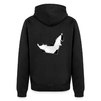(VAE) Emirate Landkarte umrahmt echten Fußball - Unisex Premium Bio Zip Hoodie - Schwarz - Hinten - Nico (187cm)