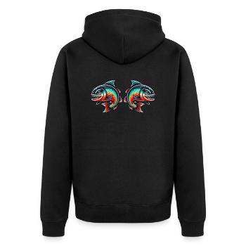 piranha 2 - Unisex Premium Organic Zip Hoodie - black - Back - Nico (187cm)