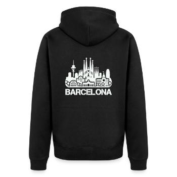 barcelona skyline - Unisex Premium Bio Zip Hoodie - Schwarz - Hinten - Nico (187cm)