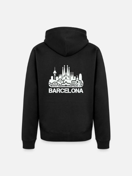 barcelona skyline - Unisex Premium Organic Zip Hoodie - black