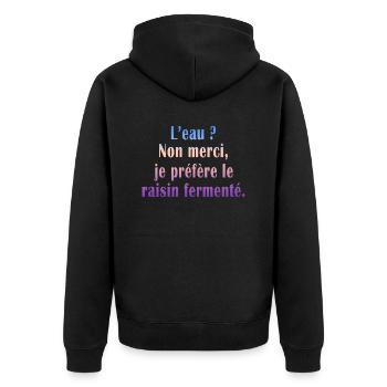 Daddy Humor Joke Fermented Grape Funny - Unisex Premium Organic Zip Hoodie - black - Back - Nico (187cm)