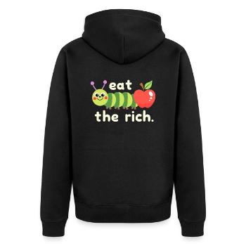 Ver affamé - Chenille Kawaii - Veste à capuche bio Premium Unisexe - noir - Dos - Nico (187cm)