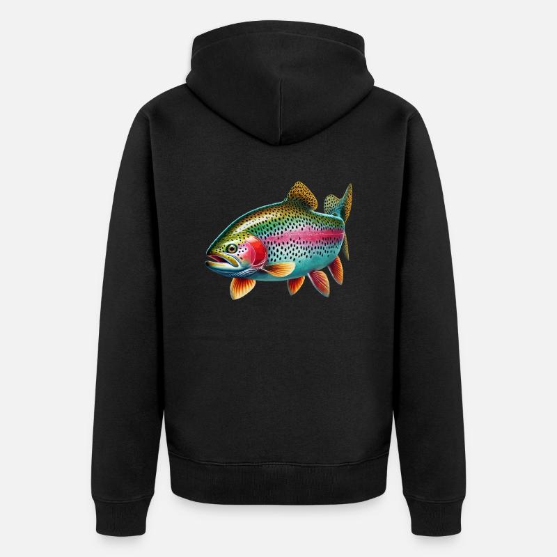 Regenbogenforelle - Unisex Premium Bio Zip Hoodie - Schwarz