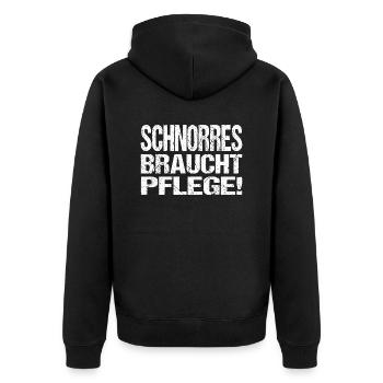 Westerwald Spruch Geschenk - Hui Wäller - Unisex Premium Bio Zip Hoodie - Schwarz - Hinten - Nico (187cm)