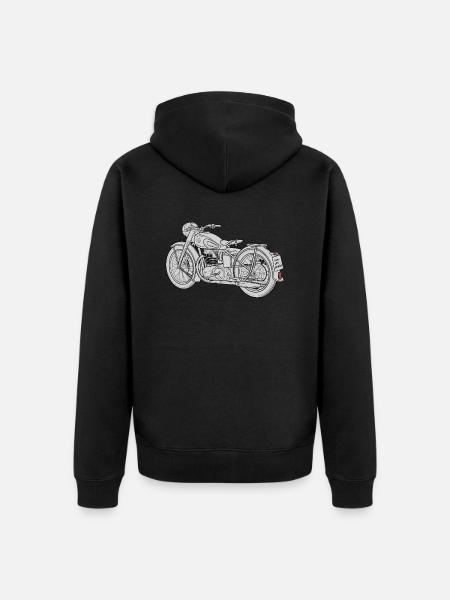 Motorcycle Sketch - Unisex Premium Organic Zip Hoodie - black