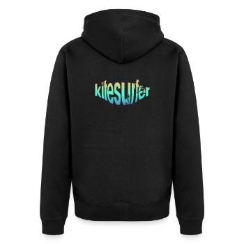 Kitesurfer in writing - Unisex Premium Organic Zip Hoodie - black - Back - Nico (187cm)
