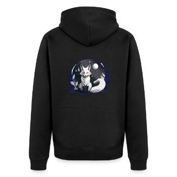 Mystic White Fox – Night & Moon Design - Unisex Premium Organic Zip Hoodie - black - Back - Nico (187cm)
