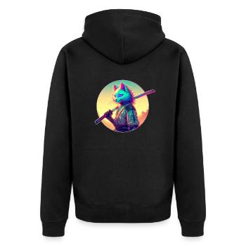 Cyberpunk Cat Samurai Anime - Unisex Premium Organic Zip Hoodie - black - Back - Nico (187cm)