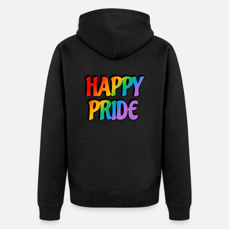Texte arc-en-ciel Happy Pride - Veste à capuche bio Premium Unisexe - noir