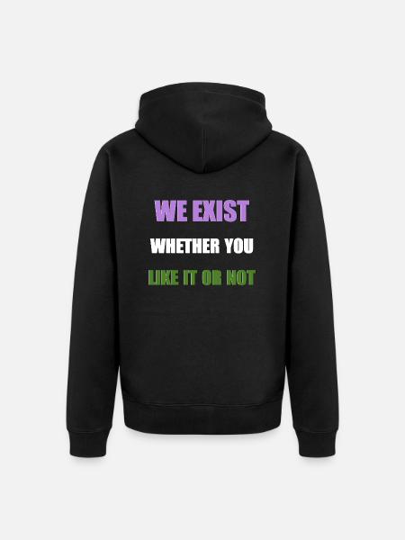 We Exist - Genderqueer Flag - Unisex Premium Organic Zip Hoodie - black