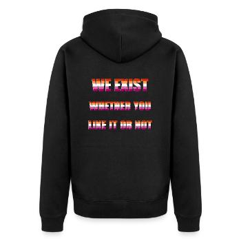 We Exist - Drapeau lesbien - Veste à capuche bio Premium Unisexe - noir - Dos - Nico (187cm)