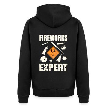 Fireworks Expert - Unisex Premium Bio Zip Hoodie - Schwarz - Hinten - Nico (187cm)