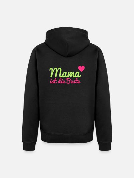 Mama ist die Beste - Unisex Premium Bio Zip Hoodie - Schwarz