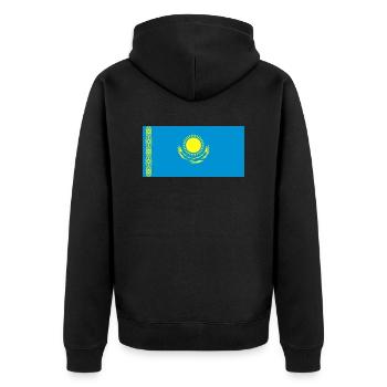 kazakstan flag - Unisex Premium Bio Zip Hoodie - Schwarz - Hinten - Nico (187cm)