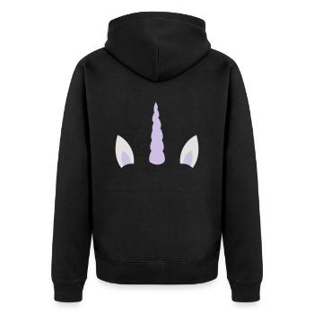 Einhornhorn und Ohren - Unisex Premium Bio Zip Hoodie - Schwarz - Hinten - Nico (187cm)