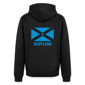 Scotland_logo1 - Unisex Premium Organic Zip Hoodie - black - Back - Nico (187cm)