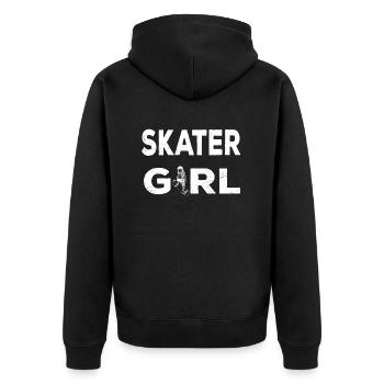 Skatergirl Shirt Skateboard Gift Longboard - Unisex Premium Organic Zip Hoodie - black - Back - Nico (187cm)