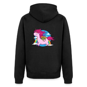 Unicorn T-Shirt - Unisex Premium Organic Zip Hoodie - black - Back - Nico (187cm)