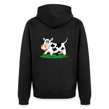 Kuh Tier Lustig Geschenk Geschenkidee - Unisex Premium Bio Zip Hoodie - Schwarz - Hinten - Nico (187cm)