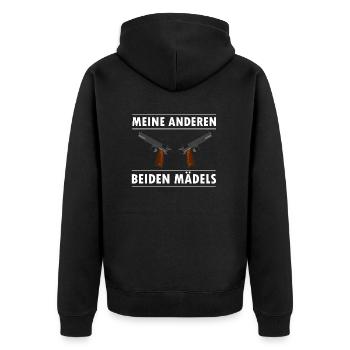 Pistole Mädels - Unisex Premium Bio Zip Hoodie - Schwarz - Hinten - Nico (187cm)