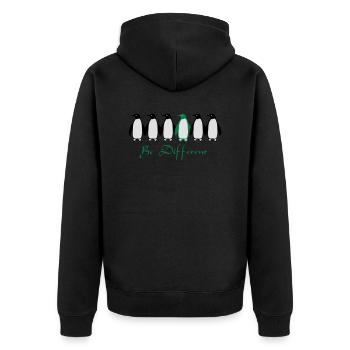 Be Different - Unisex Premium Bio Zip Hoodie - Schwarz - Hinten - Nico (187cm)