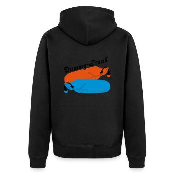 Dummy Freak - Unisex Premium Bio Zip Hoodie - Schwarz - Hinten - Nico (187cm)