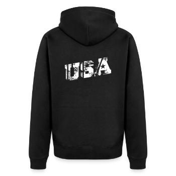 États-Unis - Veste à capuche bio Premium Unisexe - noir - Dos - Nico (187cm)