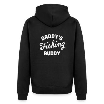 Papa angeln Sohn Baby Fisch Angler Geschenk - Unisex Premium Bio Zip Hoodie - Schwarz - Hinten - Nico (187cm)