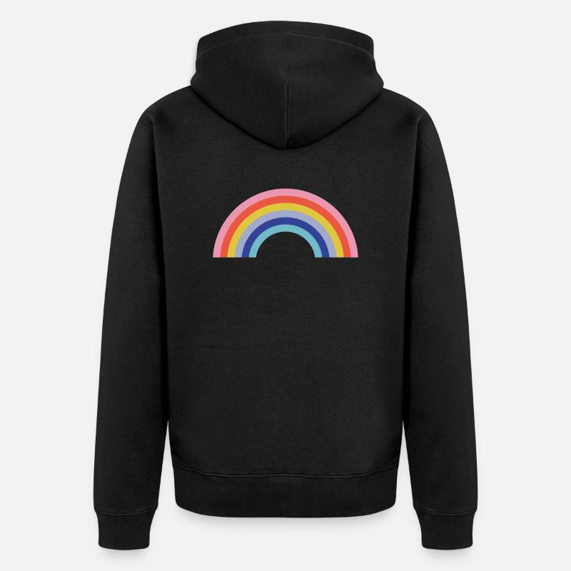 Regenbogen - Unisex Premium Bio Zip Hoodie - Schwarz