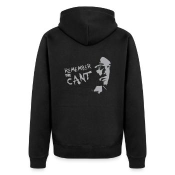 erinnere mich an die Neigung - Unisex Premium Bio Zip Hoodie - Schwarz - Hinten - Nico (187cm)
