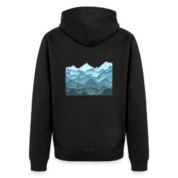 Paysage avec collines ou montagnes - aquarelle - Veste à capuche bio Premium Unisexe - noir - Dos - Nico (187cm)