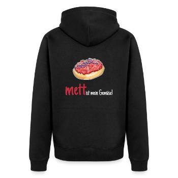 Mett Mettbrötchen Hackfleisch Lustig Geschenk - Unisex Premium Bio Zip Hoodie - Schwarz - Hinten - Nico (187cm)