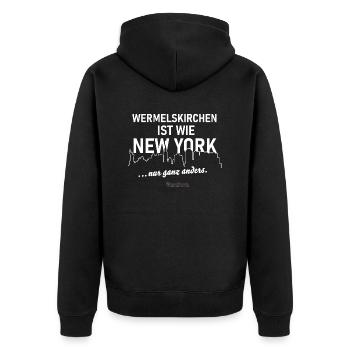 Wermelskirchen - Unisex Premium Bio Zip Hoodie - Schwarz - Hinten - Nico (187cm)