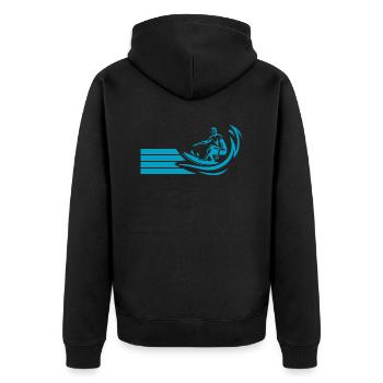 Surfen Surfing Wellenreiten - Unisex Premium Bio Zip Hoodie - Schwarz - Hinten - Nico (187cm)