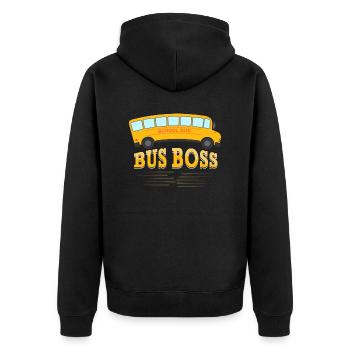 Bus Boss School Bus Driver Yellow Bus - Unisex Premium Organic Zip Hoodie - black - Back - Nico (187cm)