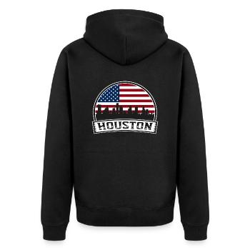 Houston Vereinigte Staaten von Amerika - Unisex Premium Bio Zip Hoodie - Schwarz - Hinten - Nico (187cm)