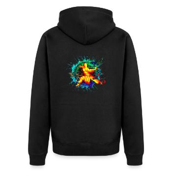 Kung-Fu - Unisex Premium Bio Zip Hoodie - Schwarz - Hinten - Nico (187cm)