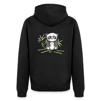 Süßes Panda Baby Asien China Japan Pandabär Bären - Unisex Premium Bio Zip Hoodie - Schwarz - Hinten - Nico (187cm)