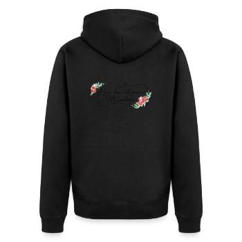 Hier bin ich gern - München - Unisex Premium Bio Zip Hoodie - Schwarz - Hinten - Nico (187cm)