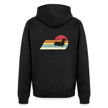 Dachs Retro Dachshund Hundeliebe Hund - Unisex Premium Bio Zip Hoodie - Schwarz - Hinten - Nico (187cm)